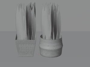 Hasır &Ccedil;i&ccedil;ek Sepetleri Seti 3D Model