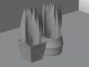 Wicker Flower Baskets Set Model 3D