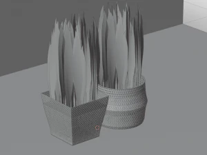 Hasır &Ccedil;i&ccedil;ek Sepetleri Seti 3D Model