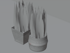 Wicker Flower Baskets Set Model 3D