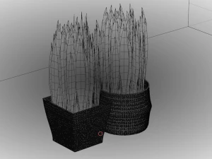 Hasır &Ccedil;i&ccedil;ek Sepetleri Seti 3D Model