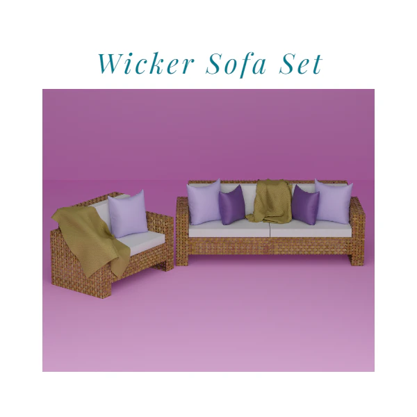 Wicker Sofa Set 3D Model .c4d .max .obj .3ds .fbx .stl .blend 