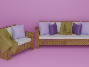 Wicker Sofa Set Model 3D