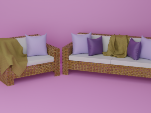 Wicker Sofa Set Model 3D