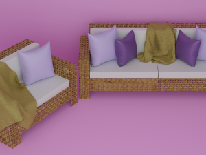 Wicker Sofa Set Model 3D