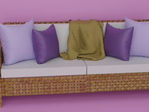 Wicker Sofa Set Model 3D