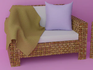 Wicker Sofa Set 3D Model