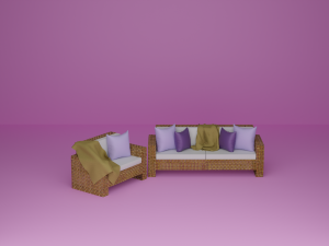 Wicker Sofa Set Model 3D