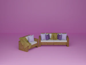 Wicker Sofa Set 3D Model
