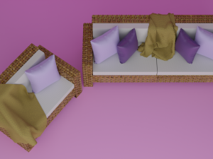 Wicker Sofa Set Model 3D
