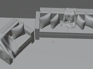 Wicker Sofa Set 3D Model