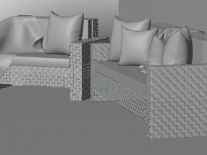 Wicker Sofa Set 3D Model
