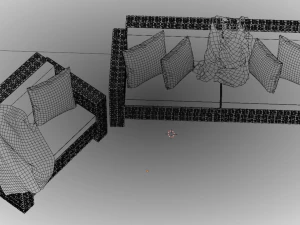 Wicker Sofa Set 3D Model