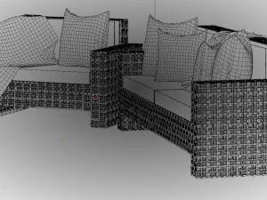Wicker Sofa Set 3D Model