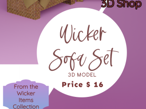 Wicker Sofa Set Model 3D