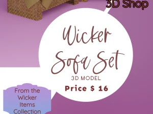 Wicker Sofa Set 3D Model