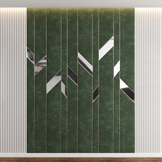 headboard made of green panels and brass and mirrors and mdf 3D Model .c4d .max .obj .3ds .fbx .stl .blend 