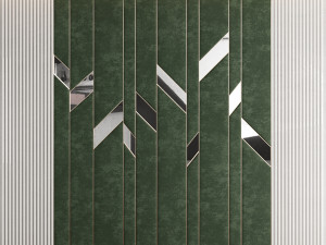 headboard made of green panels and brass and mirrors and mdf 3D Model