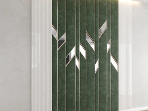 headboard made of green panels and brass and mirrors and mdf 3D Model