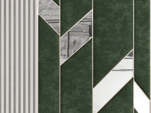 headboard made of green panels and brass and mirrors and mdf 3D Model