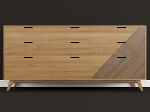 chest of drawers in wood with chevron pattern 3D 模型