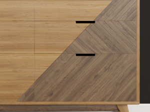 chest of drawers in wood with chevron pattern 3D-Modell
