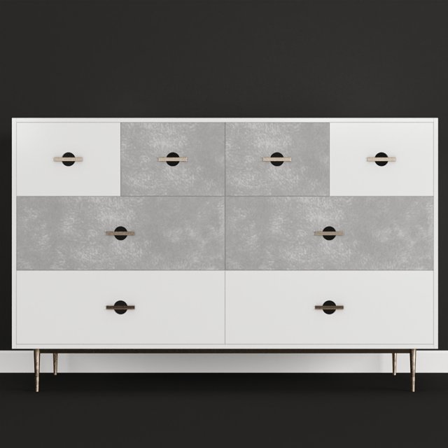 swoon felix chest of drawers scandi in brass and white 3D Модель .c4d .max .obj .3ds .fbx .stl .blend 