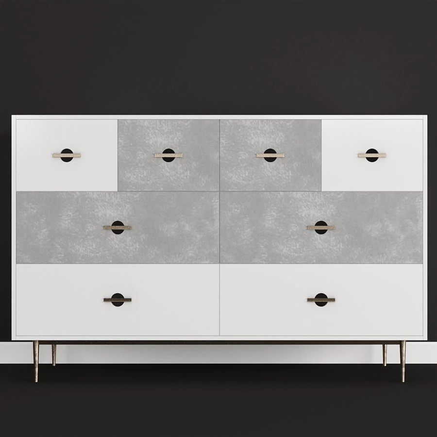 swoon felix chest of drawers scandi in brass and white 3D Model .c4d .max .obj .3ds .fbx .stl .blend 