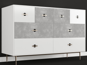 swoon felix chest of drawers scandi in brass and white 3D Модель