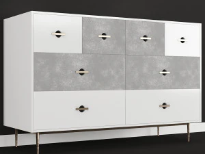 swoon felix chest of drawers scandi in brass and white 3D Model