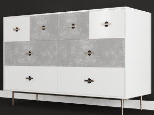 swoon felix chest of drawers scandi in brass and white 3D Модель
