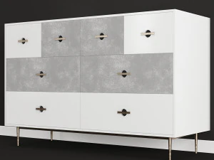 swoon felix chest of drawers scandi in brass and white 3D Model