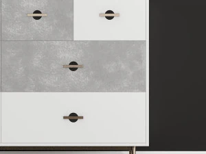 swoon felix chest of drawers scandi in brass and white 3D Model