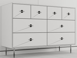 swoon felix chest of drawers scandi in brass and white 3D Модель