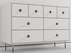 swoon felix chest of drawers scandi in brass and white 3D Model