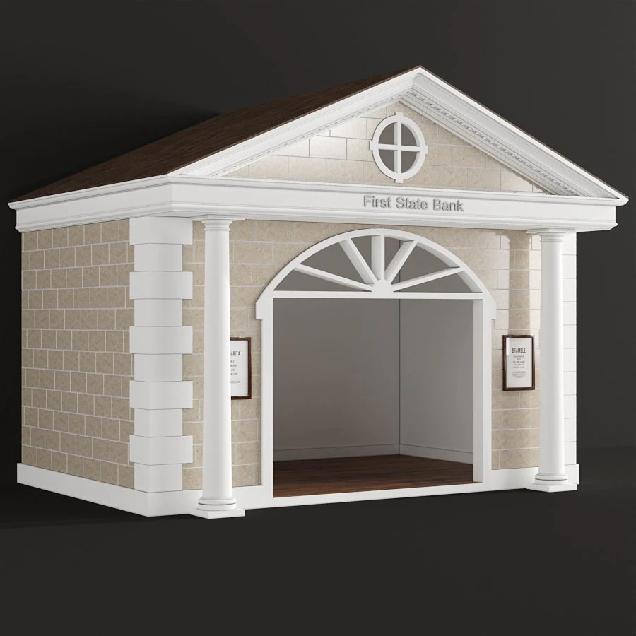 children playhouse first state bank for kids 3D Model .c4d .max .obj .3ds .fbx .stl .blend 