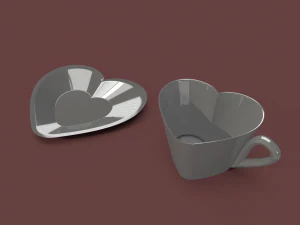3d heart shaped coffee cup 3D Model