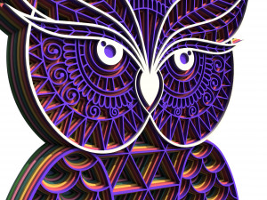 horned owl Modello di stampa 3D