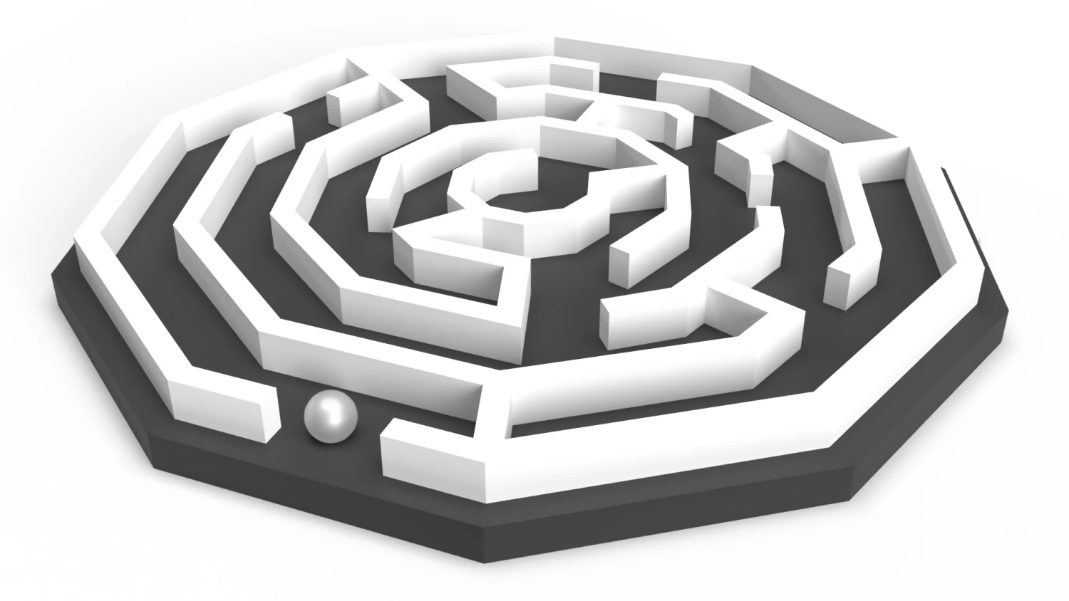 Hexagonal maze 3D Print Model .c4d .max .obj .3ds .fbx .stl .blend