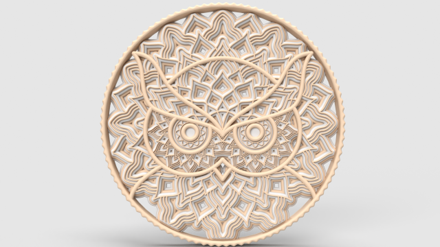 3D Circular Owl Decor model 3D प्रिंट मॉडल .c4d .max .obj .3ds .fbx .stl .blend 