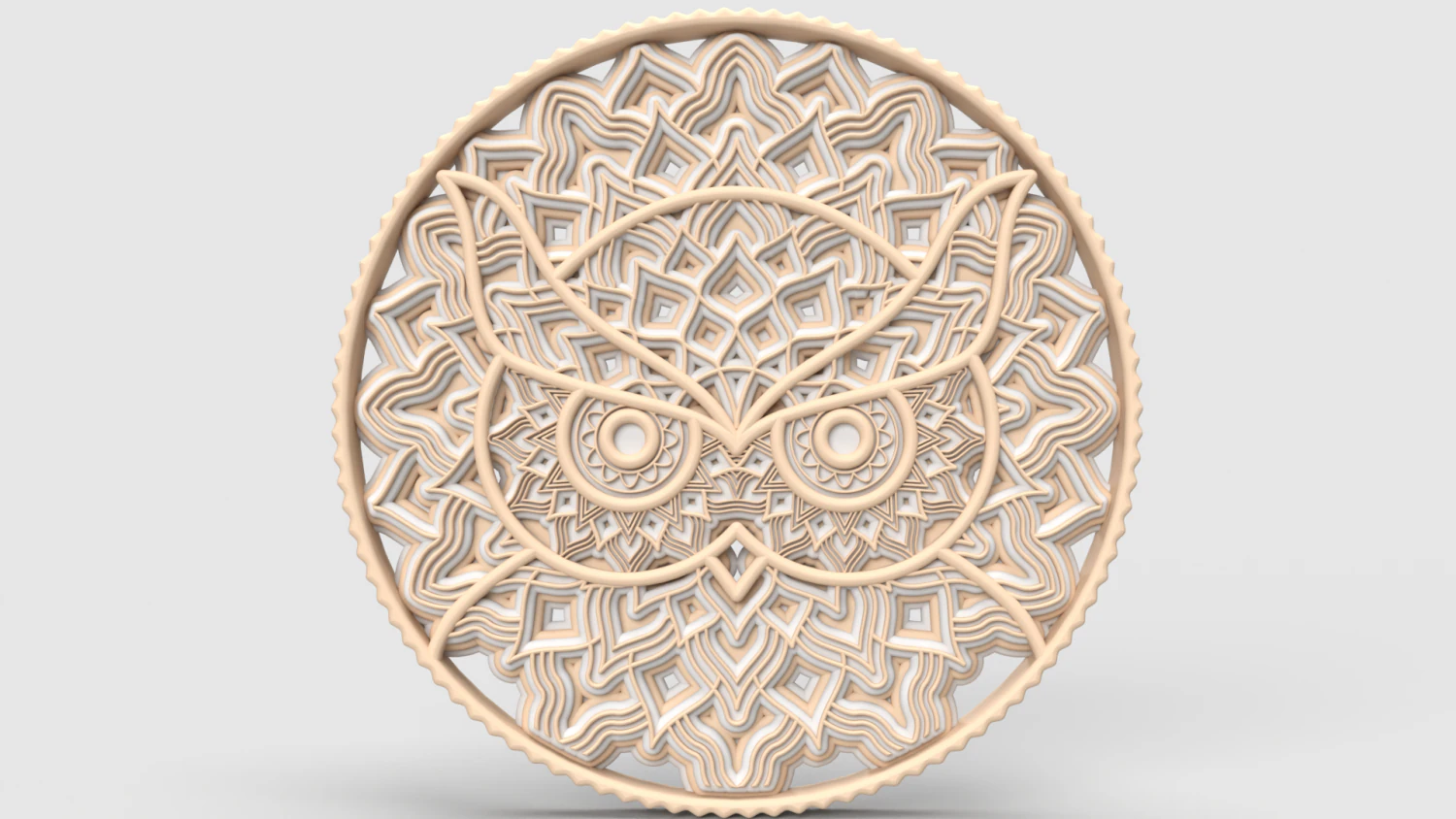 3D Circular Owl Decor model 3D Print Model .c4d .max .obj .3ds .fbx .stl .blend
