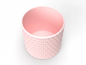 Realistic 3D pink coloured Triangular Vase 3D Model