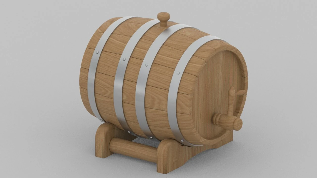 new wine barrel 3D Model .c4d .max .obj .3ds .fbx .stl .blend 