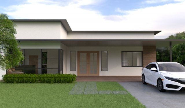 single storey house 3D Модель .c4d .max .obj .3ds .fbx .stl .blend 