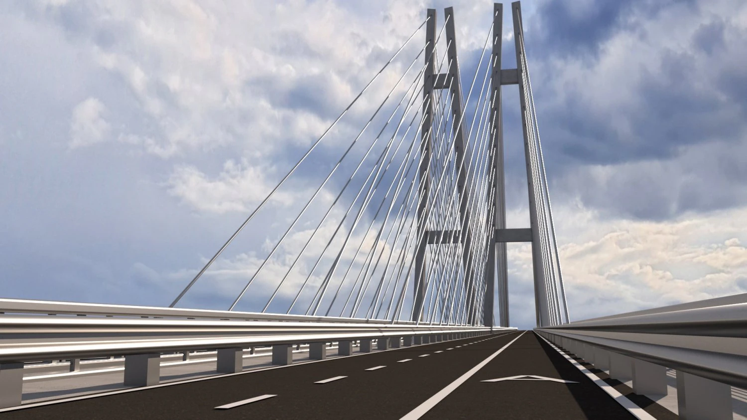 cable-stayed bridge 3D Model .c4d .max .obj .3ds .fbx .stl .blend 