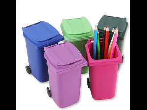 Modelo de cubo de basura de juguete y portal&aacute;pices: mire el v&iacute;deo Modelo de impresión 3D