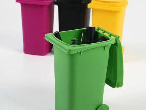 Modelo de cubo de basura de juguete y portal&aacute;pices: mire el v&iacute;deo Modelo de impresión 3D
