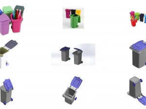 Modelo de cubo de basura de juguete y portal&aacute;pices: mire el v&iacute;deo Modelo de impresión 3D