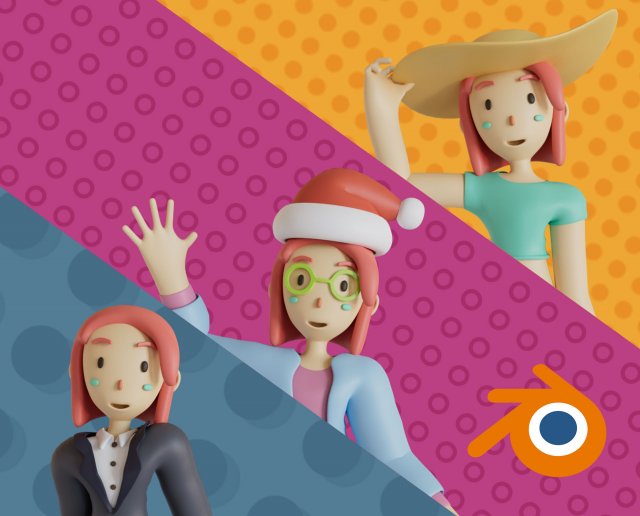 Cara 3d character christmas summer business by Yoshiki 3D 모델 .c4d .max .obj .3ds .fbx .stl .blend 