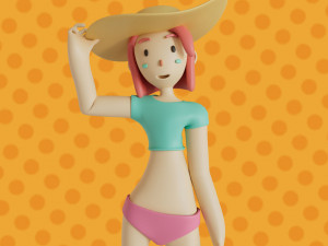 Cara 3d character christmas summer business by Yoshiki 3D 모델